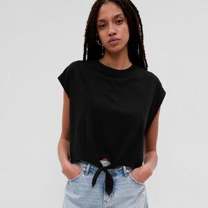💃🏻 GAP | Black Organic Cotton Vintage Tie-Front Dolman T-Shirt Medium